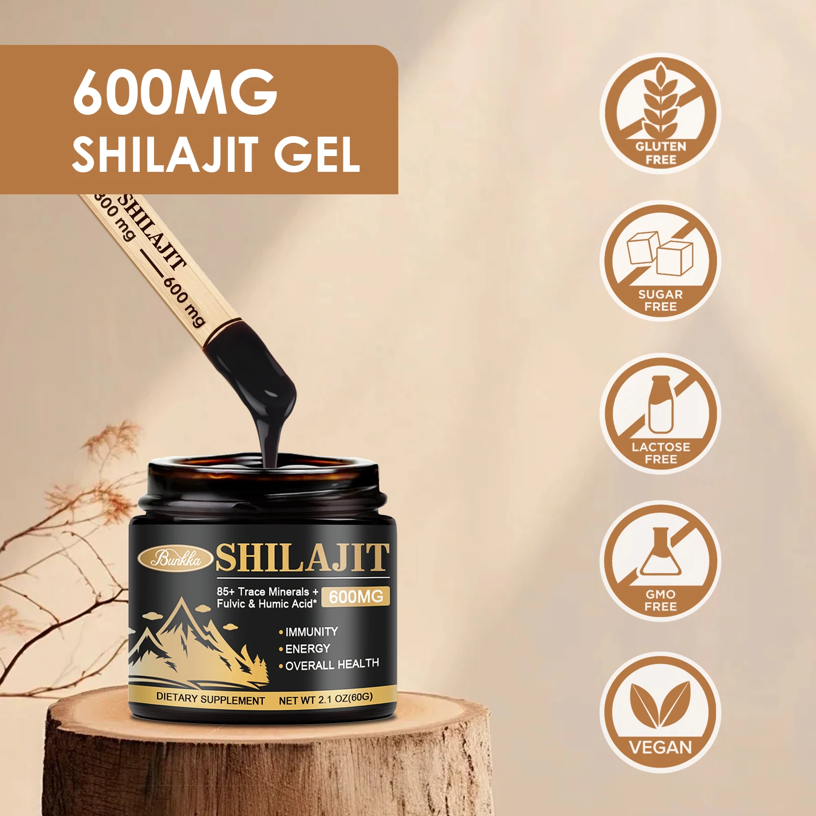 Gorzka oryginalna czysta organiczna żywica Shilajit 100% Himalaya skóra piękno i zdrowie równoważenie hormonów 85+ śladów minerały kwas pełnokci męski