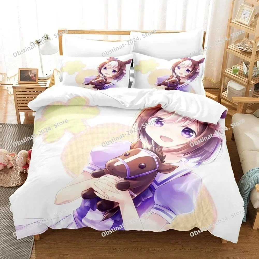 3D Anime Pretty Derby Bedding Set Printed single Comforter Quilt Bed Cover Duvet Cover Pillow Case 3 Pieces Sets Kids Adult Size