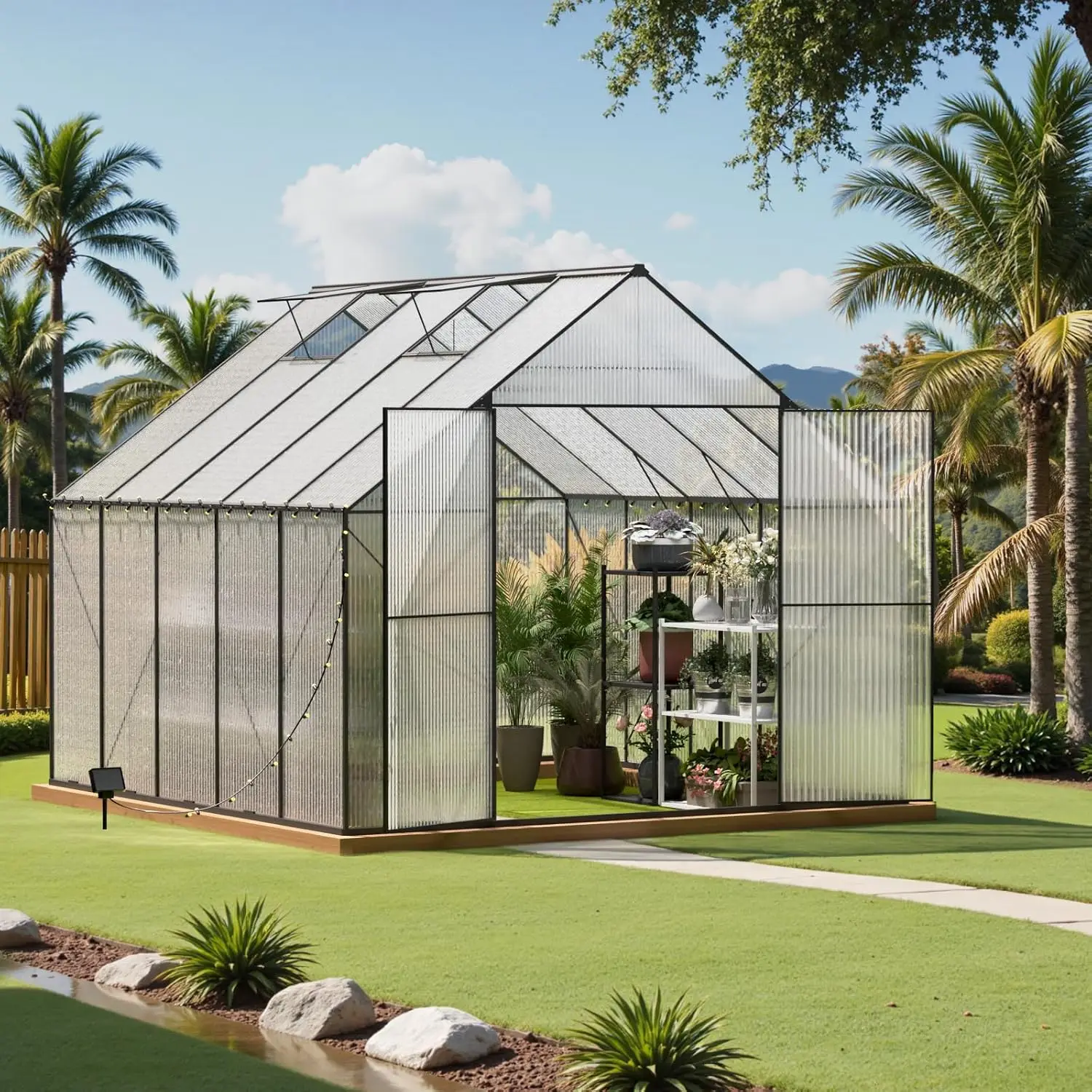Green House for Outside, Greenhouse for Outdoor, Walk-in Garden Greenhouses, Heavy Duty Polycarbonate Greenhouse,Customized