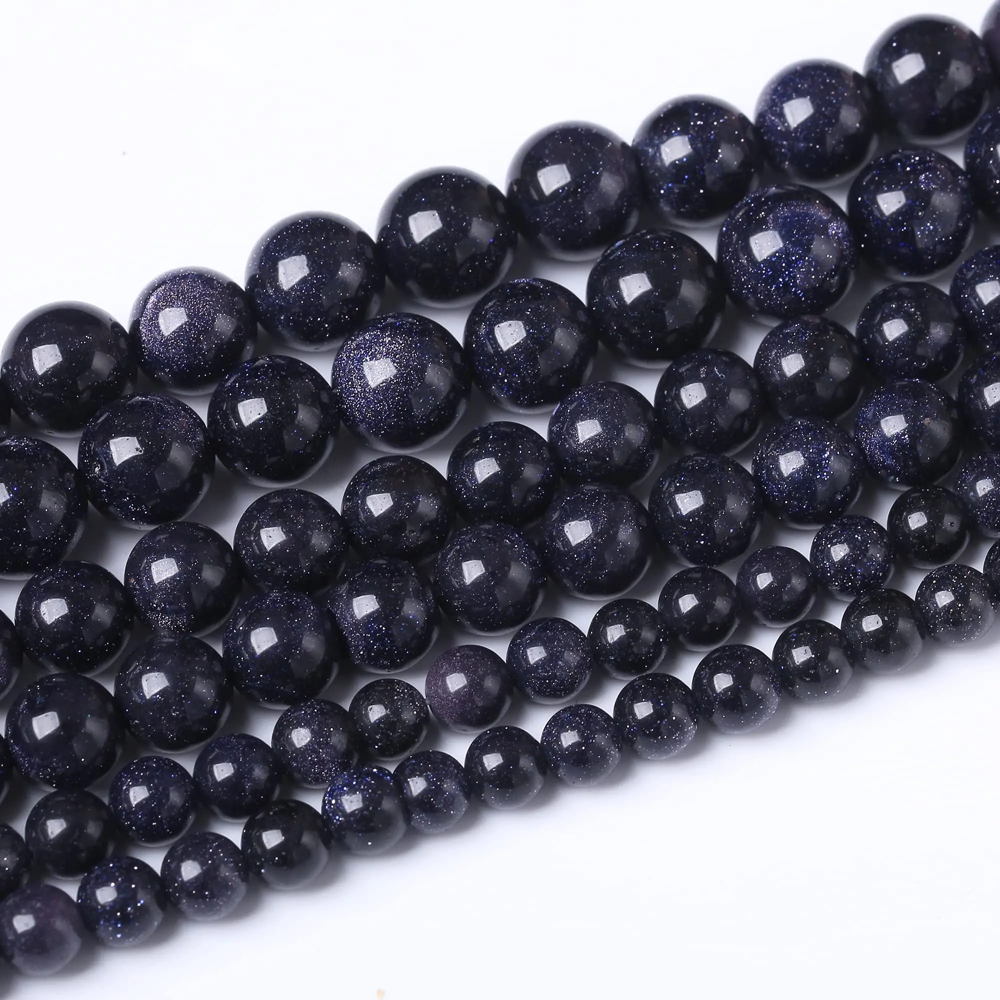 4mm-12mm natürlicher blauer Sandstein runde Perlen für Schmuck herstellung DIY Armbänder Halskette 15"