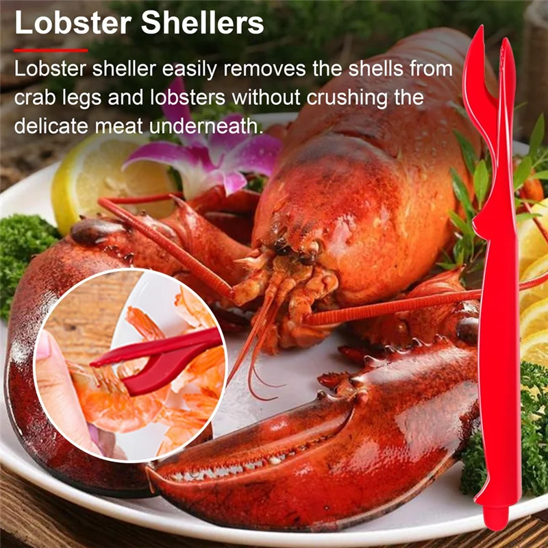A74E-Crab Crackers, Lobster Crackers, Seafood Tools, Nut Cracker Set, Home Restaurant Kitchen Tools, Red Color