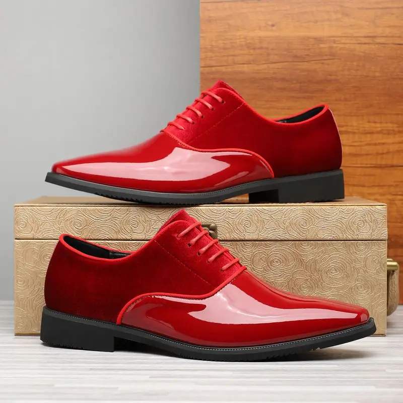 38-46 Pointed Toe Dress Plus Size Shoes Newest Italian Oxford Shoes for Men Classic Derbies Luxury Patent Leather Wedding Shoes