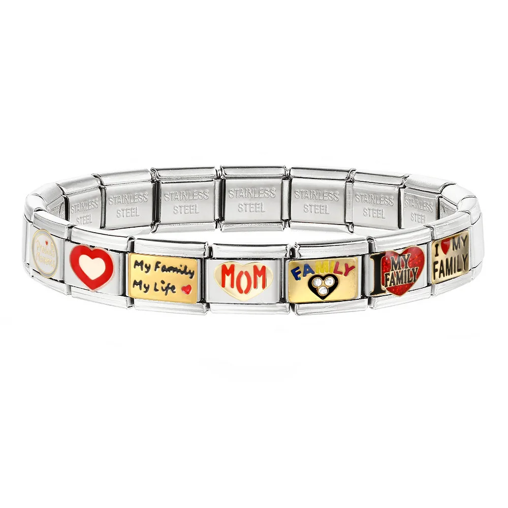9mm Handkette für Familienfrauen, Modischer Super-Mama-Traum, Bester-Liebe-Charm, Passend für 9mm Armbänder, Edelstahl, DIY-Schmuckherstellung – Detail 1