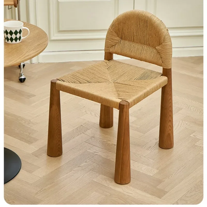 Household Japanese Style Solid Wood Dining Chair Retro Simple Living Room Back Chair Rattan Leisure Chair DropShipping