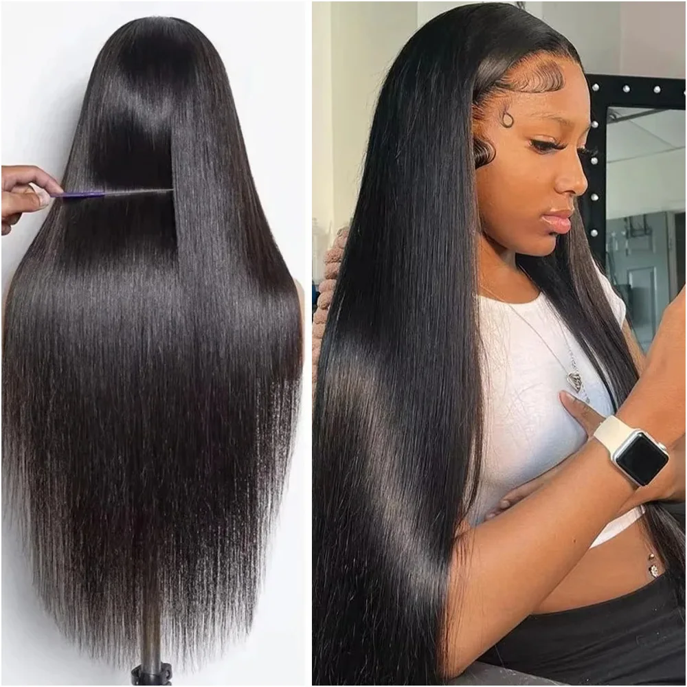 

200 Density 13x6 Straight Lace Front 100% Human Hair Wigs Pre Plucked 32 38Inch 5x5 Hd Lace Frontal Wig Brazilian Hair for Women