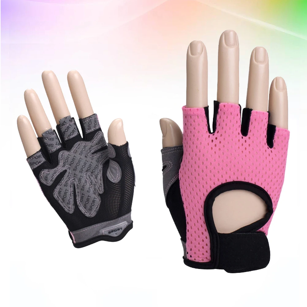 

Women'S Fitness Gloves Pink Size Anti-Slip Silicone Palm Breathable Training Gloves For Weightlifting Dumbbell Exercise