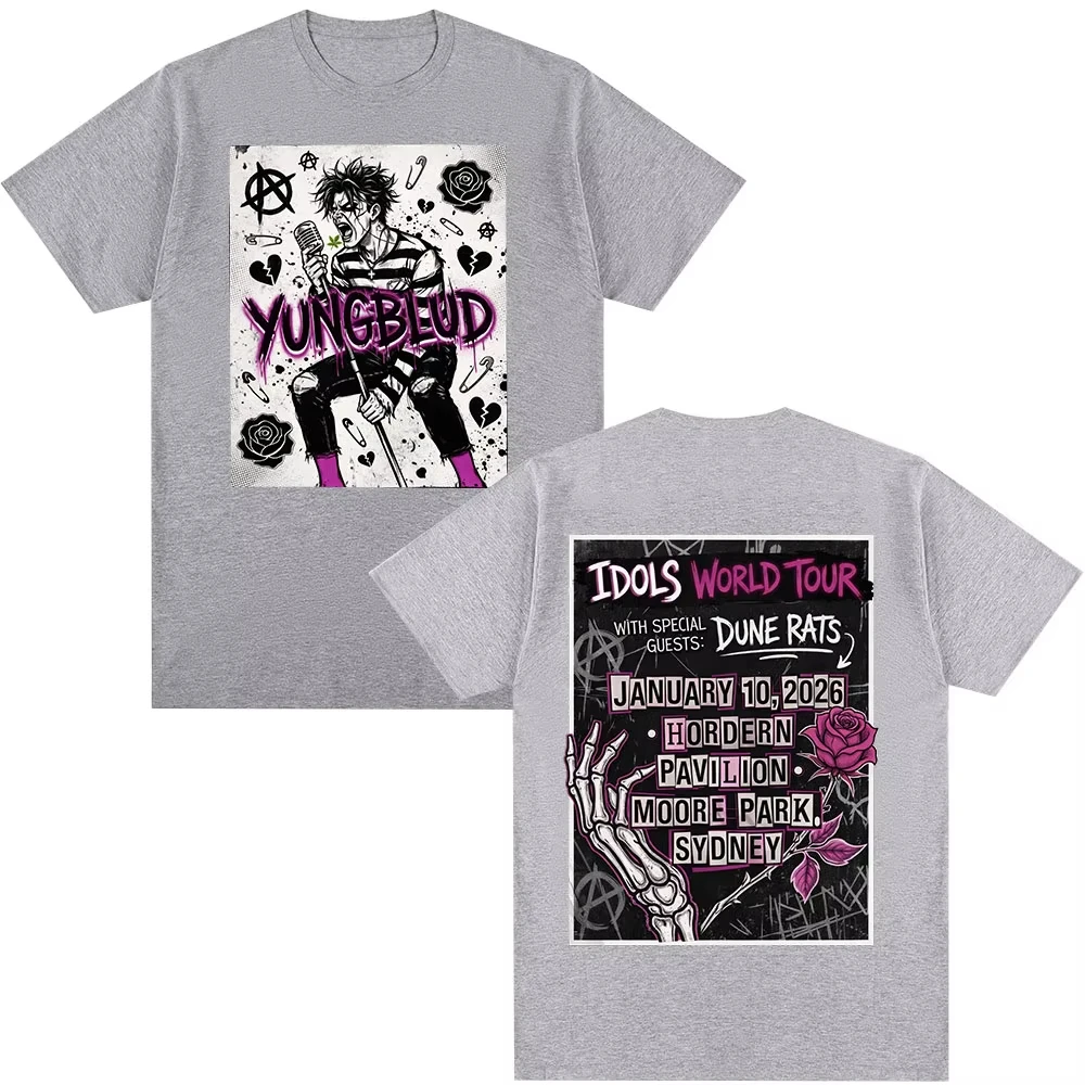 Singer Yungblud IDOLS World Tour 2026 T-shirts Men's Clothing Fashion Hip Hop Short Sleeves T-shirt pure Cotton Summer T-Shirt