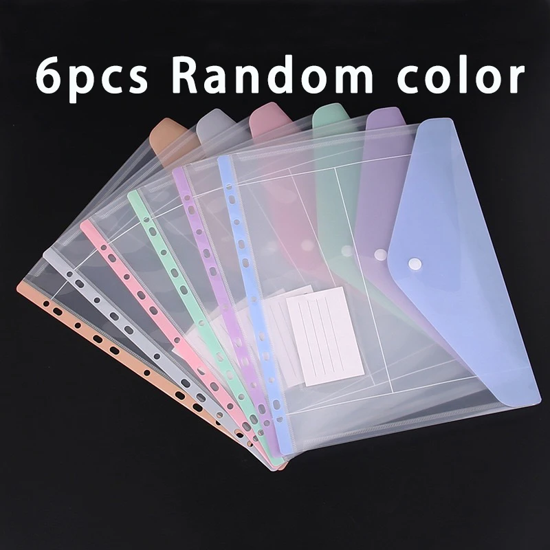 

Plastic 11-hole Loose-leaf File Bag Transparent 3-hole loose leaf clip with elastic buckle Pockets Document Pouch for Office and