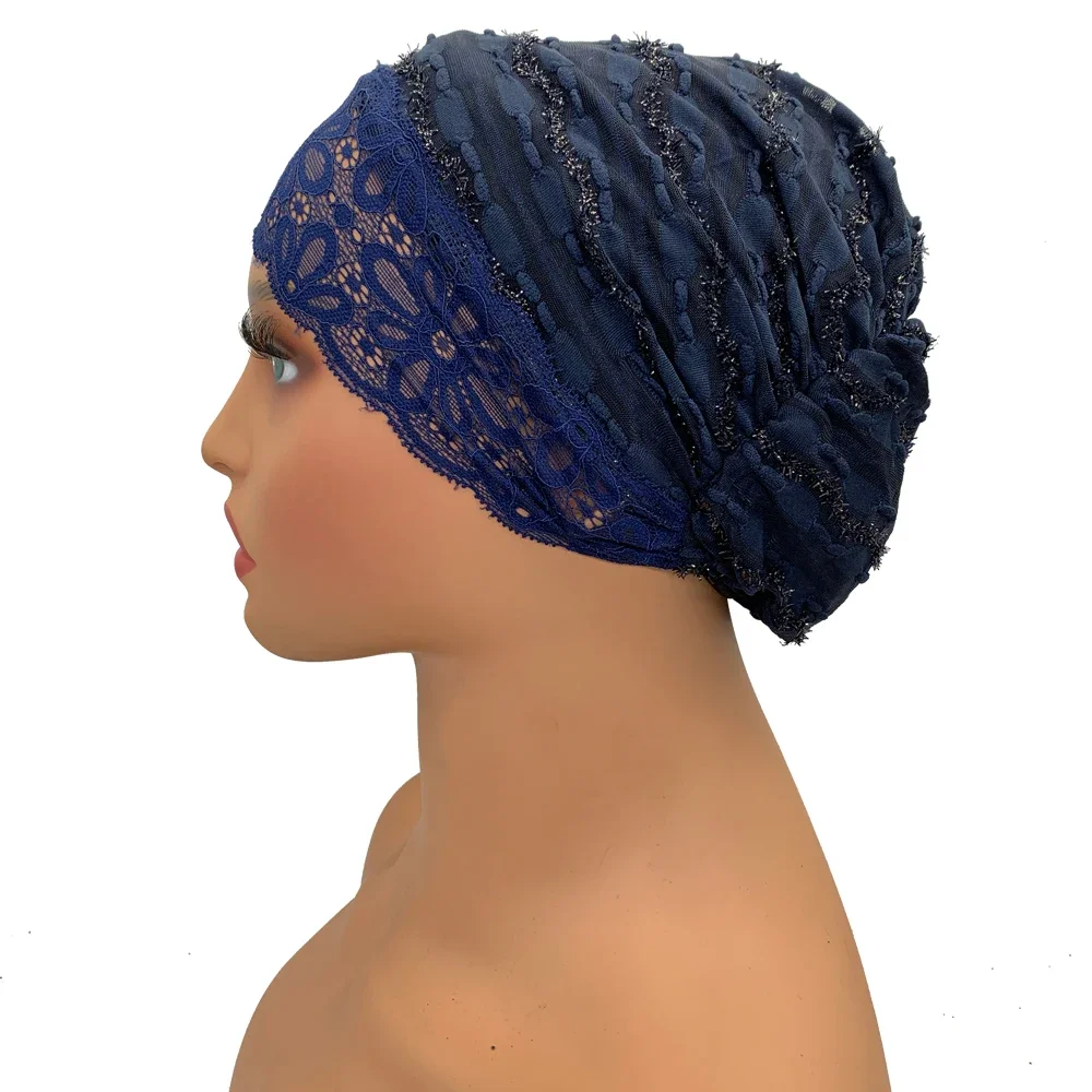무슬림 여성용 레이스 이너 히잡 캡, 스카프 밑 보닛, 여름 통기성 히잡 안감 모자