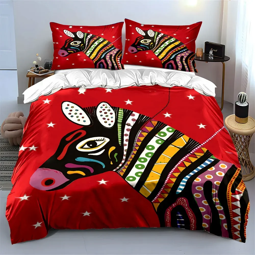 

Colorful Zebra Art Print Set Soft Comfortable Duvet Cover Bedding Set Included 1*Duvet Cover & 2*Pillowcases, gift