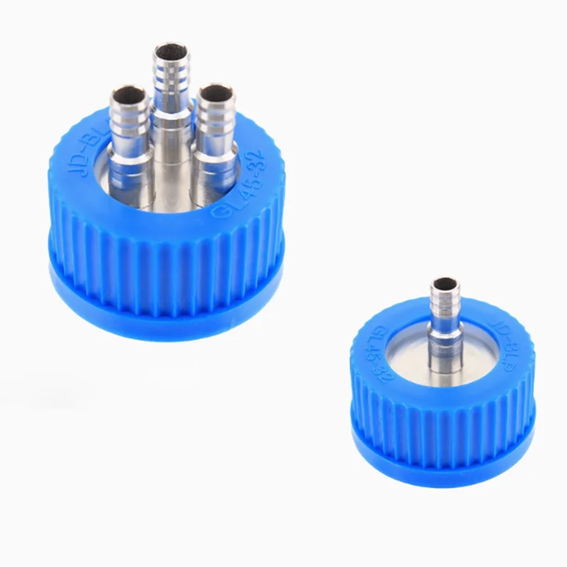 GL45 mobile phase bottle plastic stainless steel feeding bottle cap single two double way three way four way reagent bottle cap