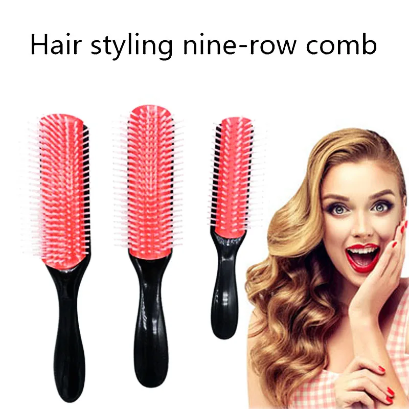 

New Hair Comb 9 & 5-Row Detangling Hair Brush Rat Tail Comb Styling Hairbrush Straight Curly Wet Hair Scalp Massage Brush Women