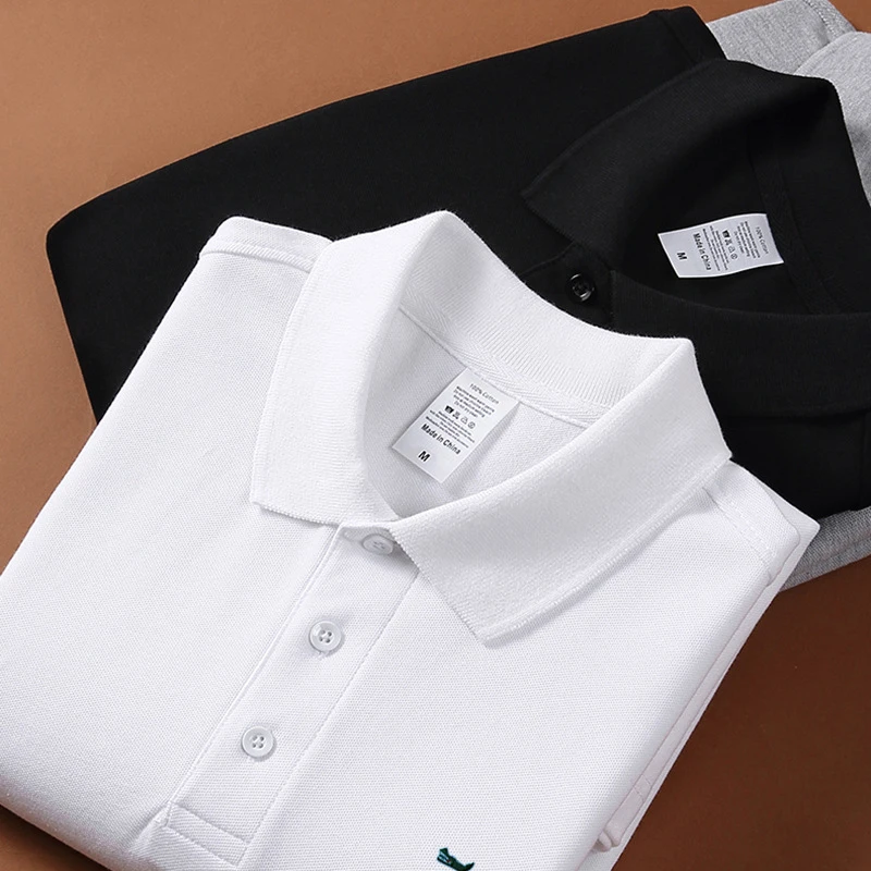 High Quality Summer 100% Cotton Men's Lapel Polo Shirt Short Sleeve Casual Business Fashion Loose Fit T-Shirt Tops 1AC03