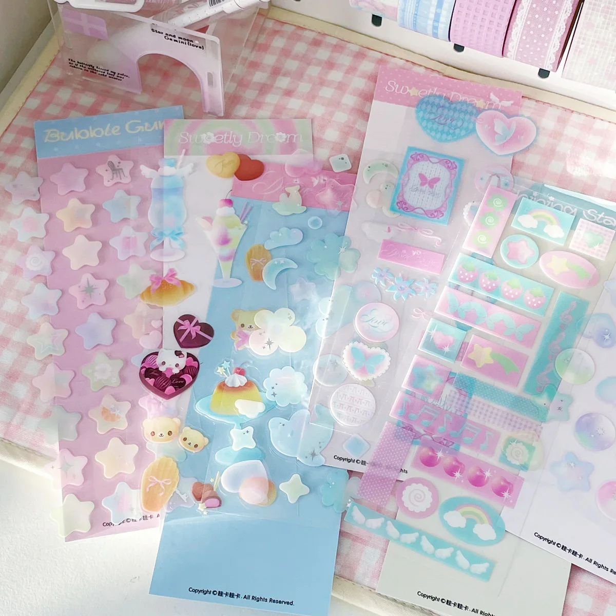 MINKYS New Arrival 4pcs/6pcs One Set Kpop Toploader Sticker Decorative Stickers Pack School Stationery