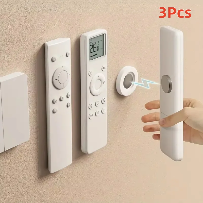 3pcs Magnetic Remote Control Holder Wall Mount Adhesive Remote Control Holder Strong Hold Tv Remote Holder for Home Office