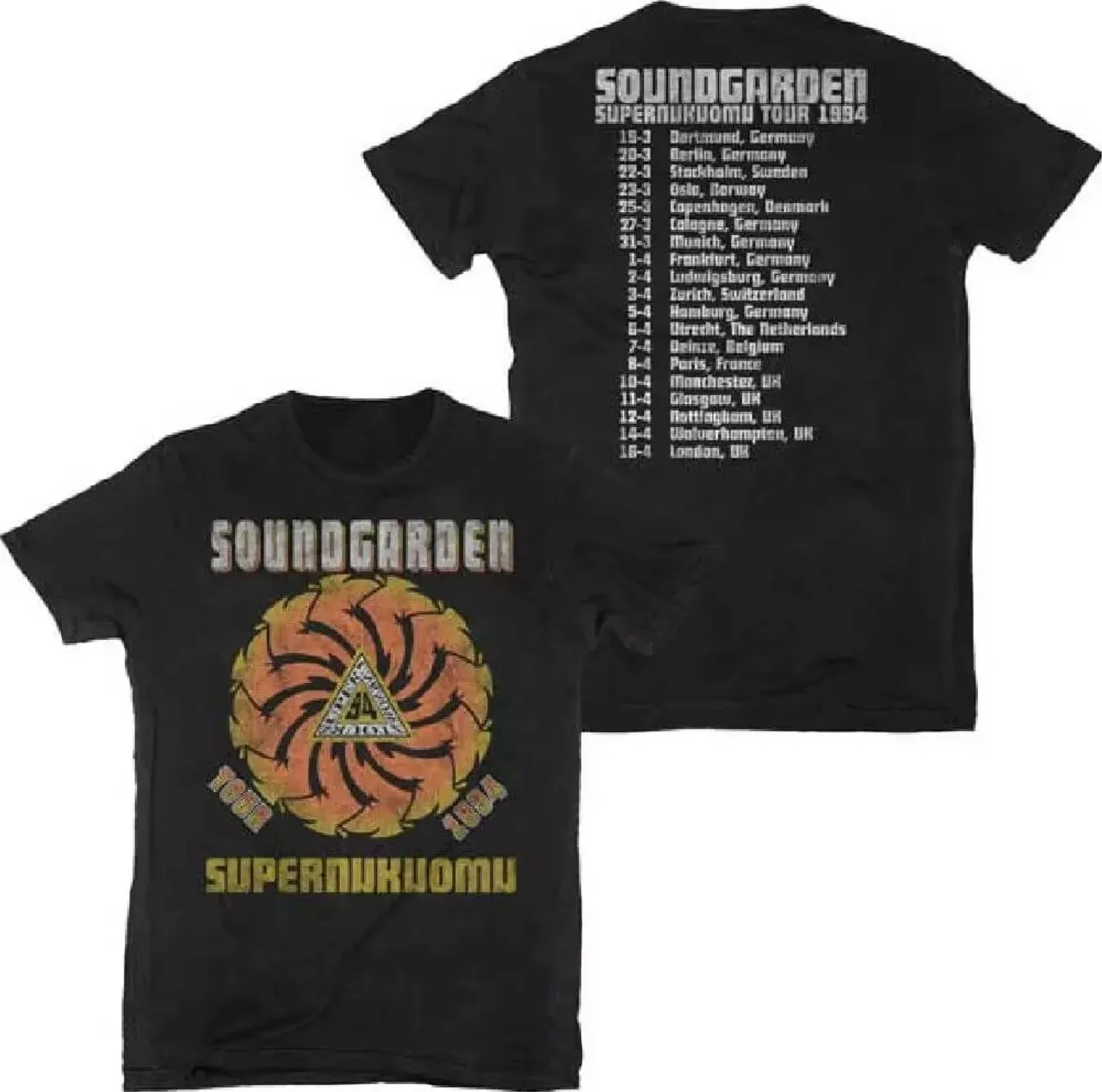 Мужская концертная футболка Soundgarden Superunknown Tour 1994.