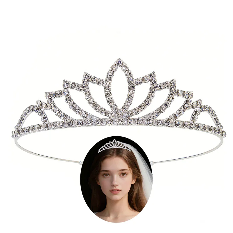 Sparkling Rhinestone Crown Headband Luxury Crystal Tiara Hai
