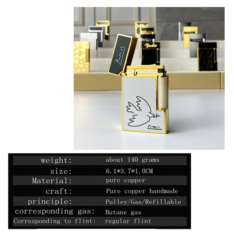 New commemorative edition single and double flame luxury lighter Ping Sound natural paint cigarette smoking butane lighter 18125