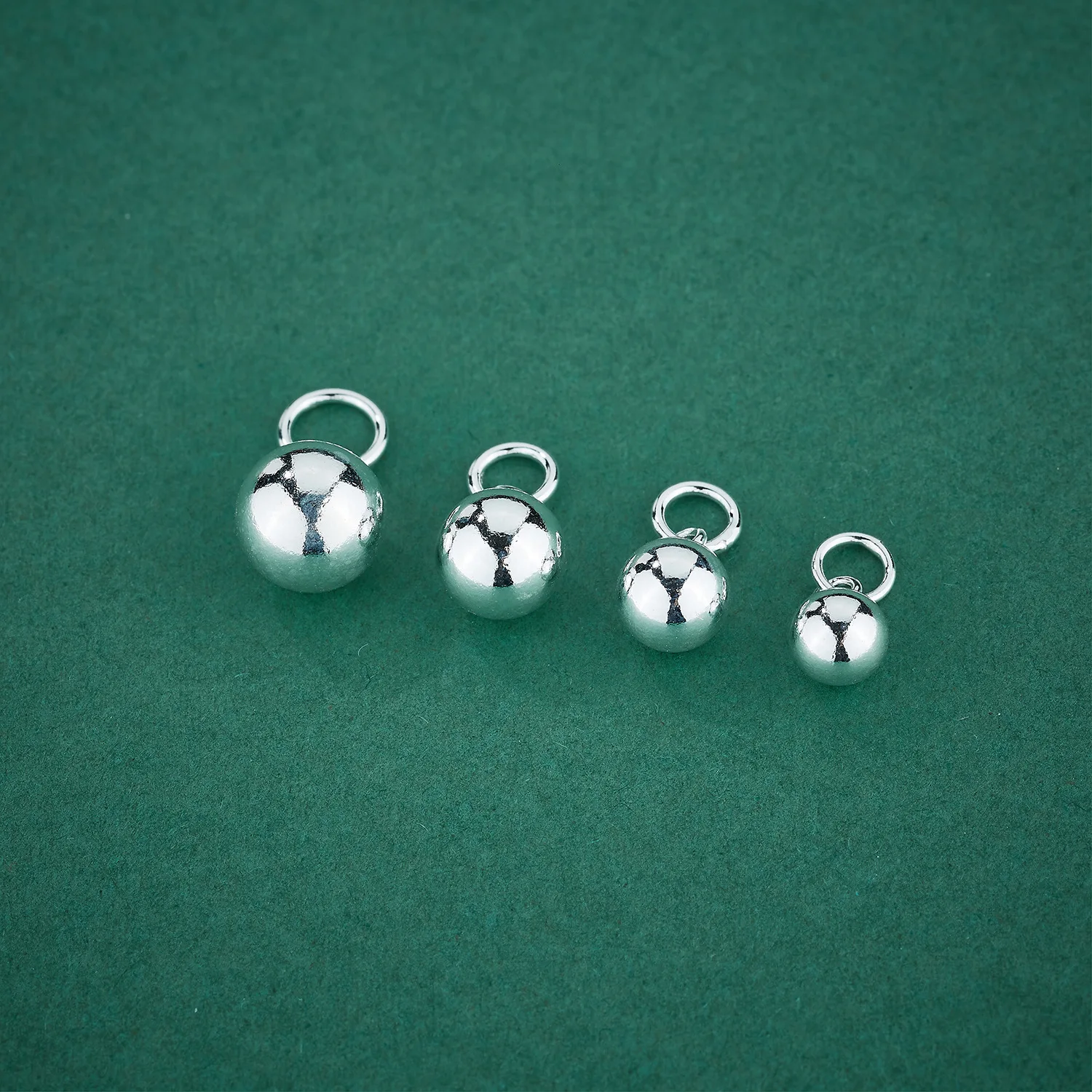 1pc 925 Sterling Silver Round Ball Charms(No Ringing) 4-8mm Glossy Ornament Pendants DIY Gift Necklace Jewelry Making Findings