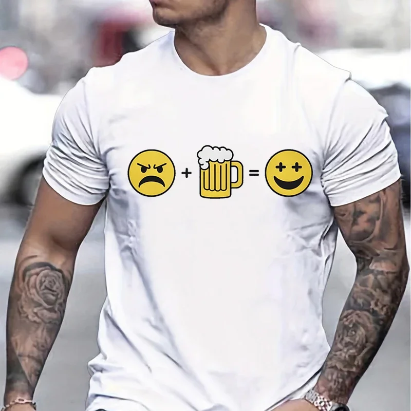 Men's T-shirts Creative Transforming Emotions with Beer Funny T Shirts Beer Lover Gifts Celebration Graphic Design Classic Tops