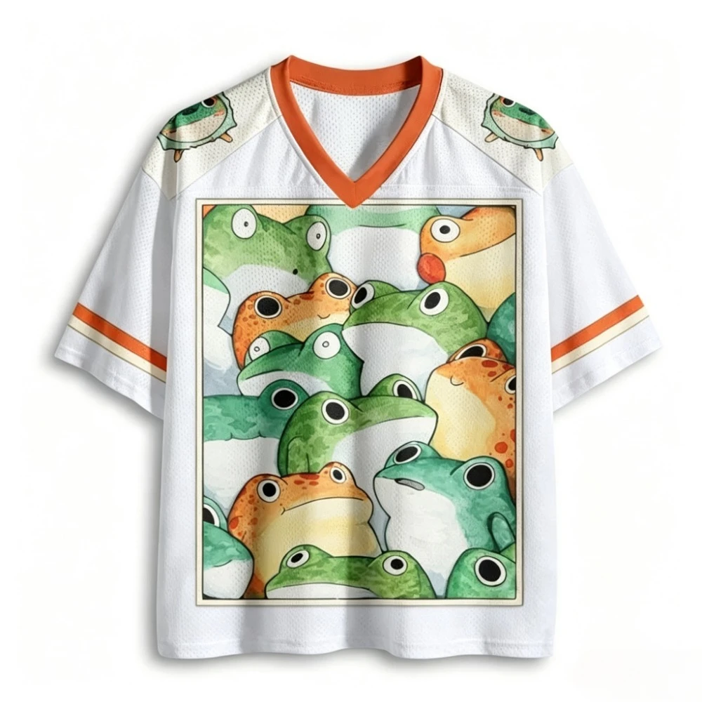 Harajuku Cartoon Niedliche Froschpfote 3D-Druck Atmungsaktiv Schnelltrocknend Herren Damen V-Ausschnitt T-Shirt Street Fashion Lässige Eltern-Kind-Kleidung – Detail 7