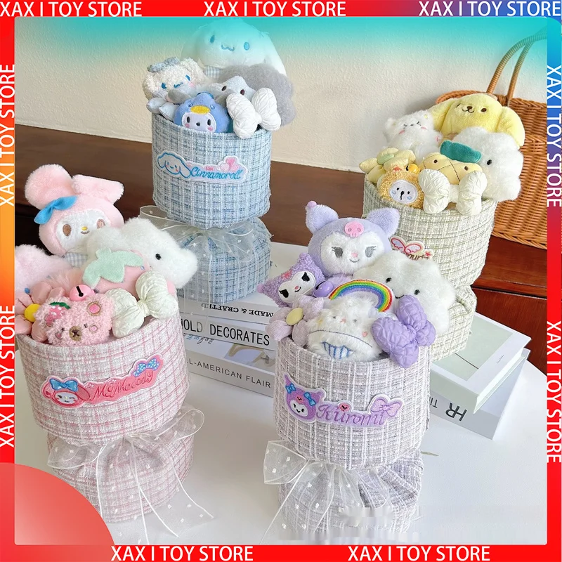 New Sell Well Kawaii Cinnamoroll Plush Doll Bouquet Sanrio Kuromi Melody Anime Finished Product Wedding Souvenir Christmas Gifts