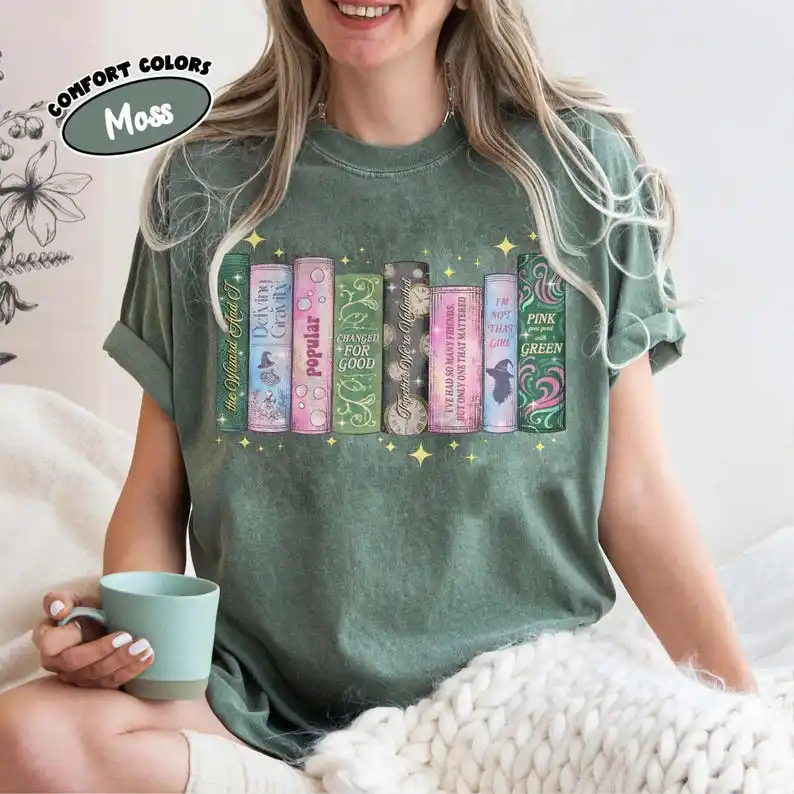Wicked Changed For Good Book Shirt, Defy Gravity Broomstick Magic Wand Crewneck, Fun Popular Literary T-Shirt for Musical Fan