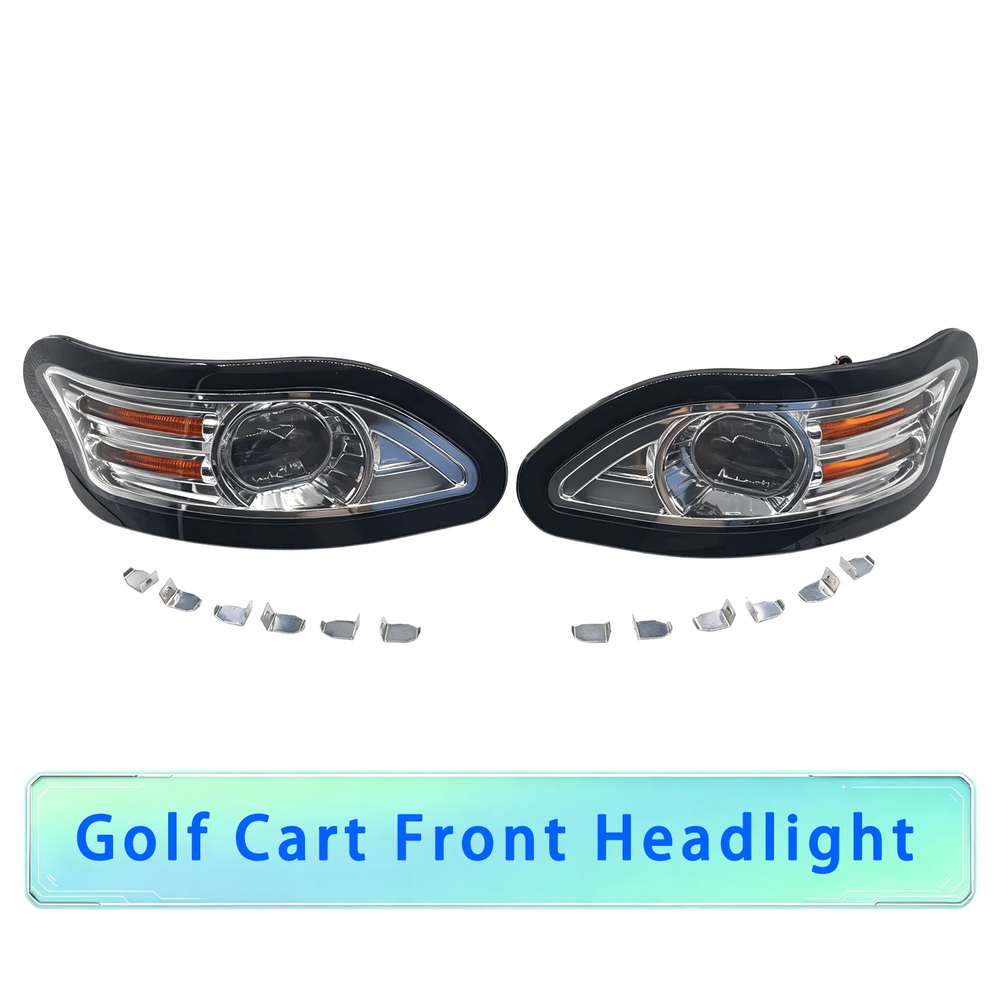 EXCAR Golf Cart Front LED Headlights with Turn Signals, LED Lighting Head Lamp & Amber Turn Signal Assembly Replacement Parts