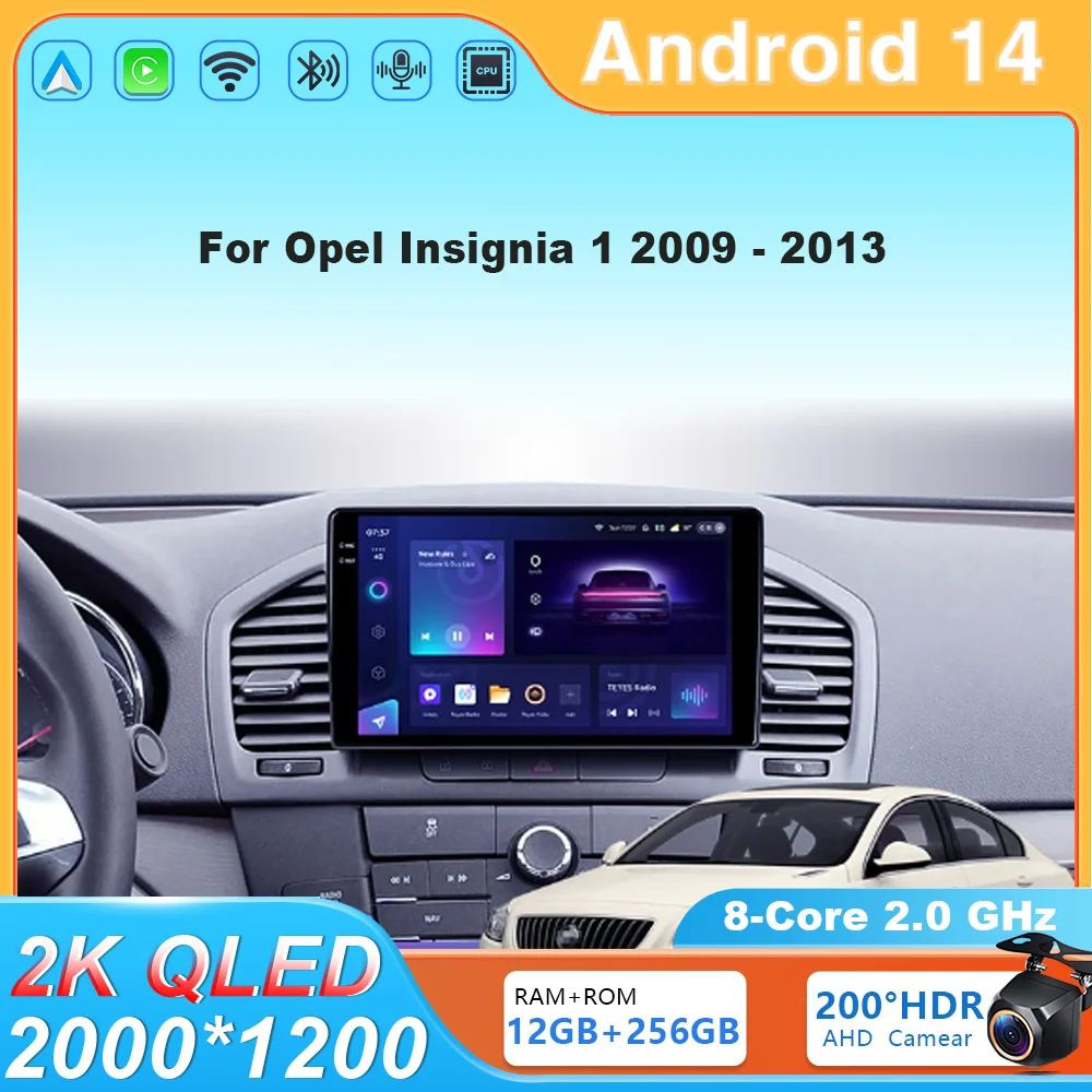 

For Buick Regal For Opel Insignia 1 2009 - 2013 Android 14 Car Radio Player Multimedia Navigation GPS QLED Screen Carplay 4G DSP