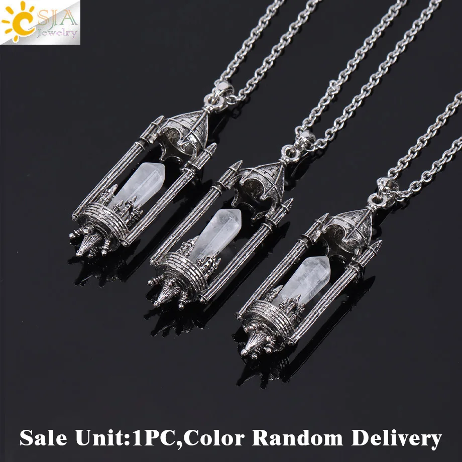 1pc Crystal Rocket Launcher Vial Necklace Natural Stone Pendant