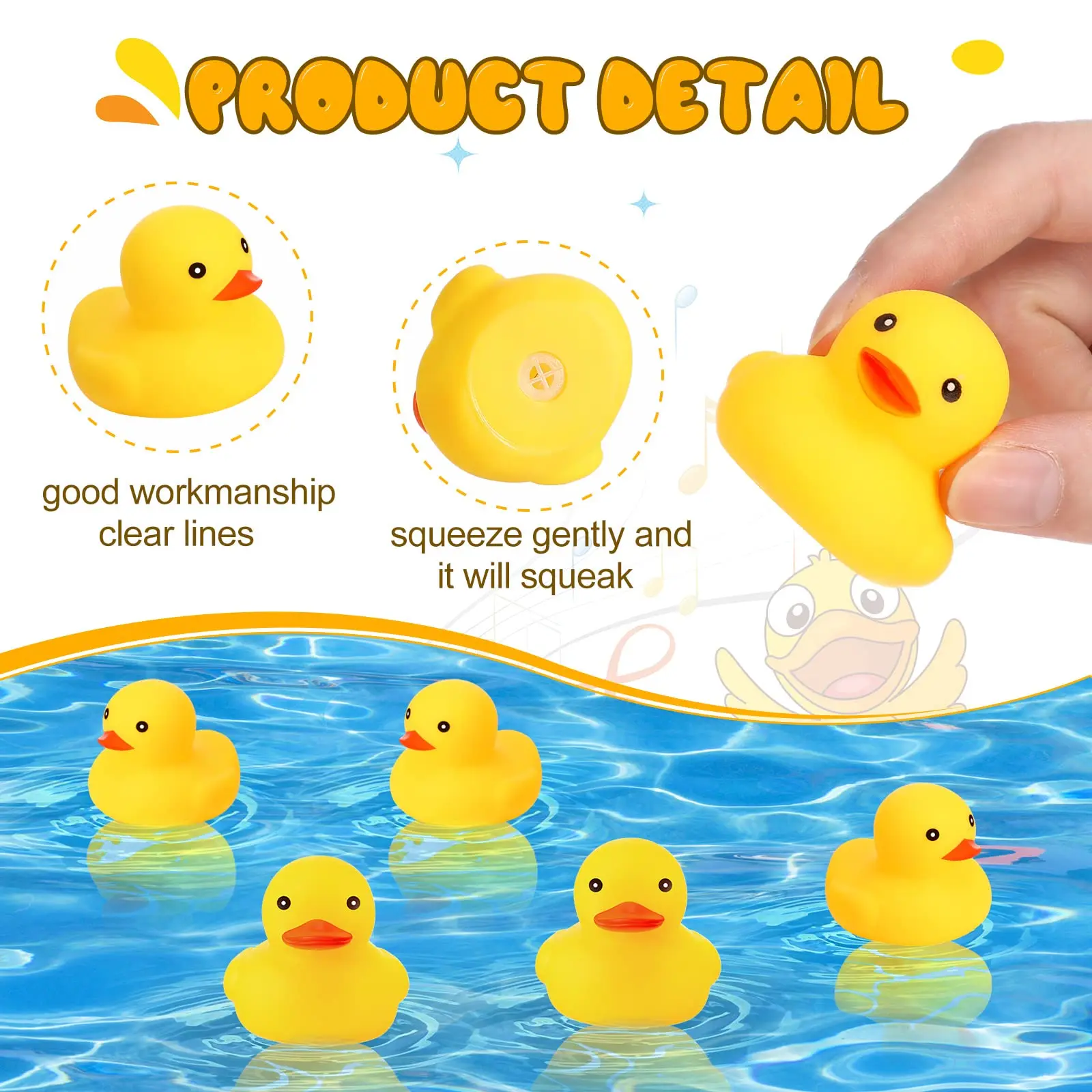 1-100Pcs Rubber Ducks for Kids  Mini Duck Party Favors Bulk Ducks Summer Pool Floating Toys Rubber Ducks Birthday