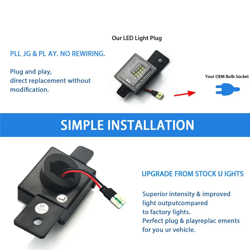 Feux de plaque de planificateur LED pour camion, lampe automatique, oral y vents Silverado GMC Canyon Sierra 1500 2014-2021 2500HD 3500HD 514 up, 2 pièces