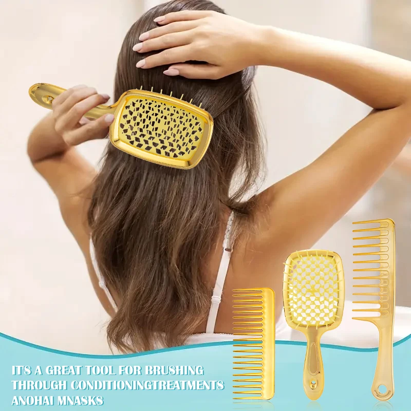 1-3 pçs profissão desembaraçar conjunto de escova de cabelo profissional barbeiro pente couro cabeludo massagem cuidados com o cabelo salão de beleza almofada de ar escova de cabelo