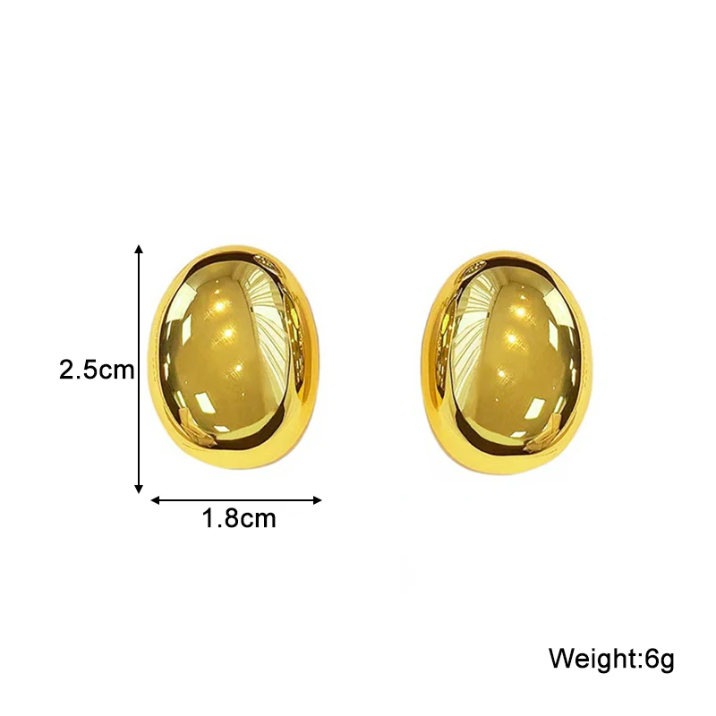 Hollow Oval Stud Earrings for Women Exquiste Metal Smooth Small Earrings OL Style Earrings 2025 new aretes de mujer