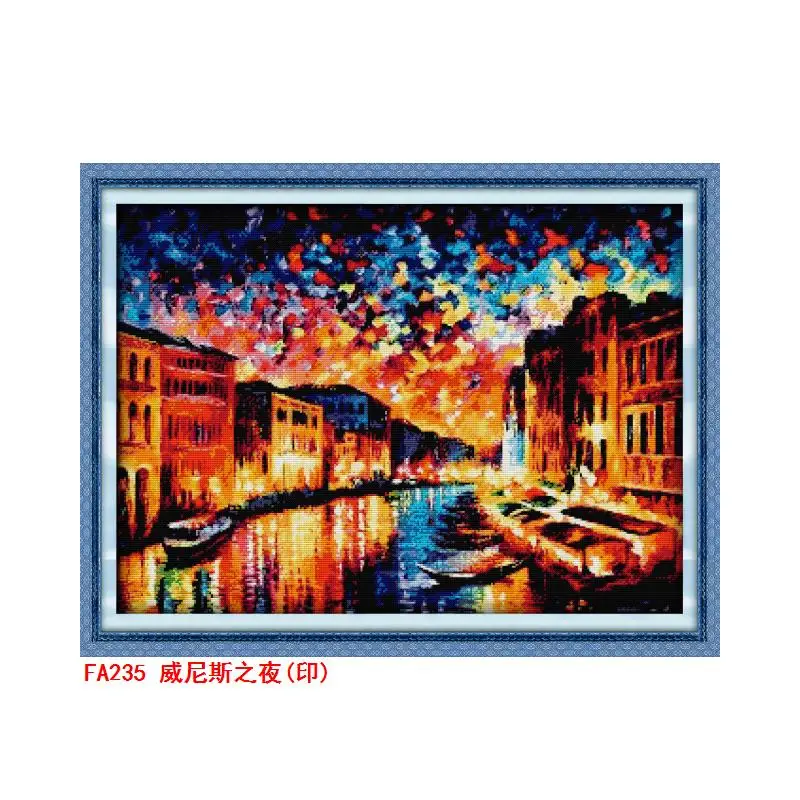 Venice by night cross stitch kit bird winter snow 18ct 14ct 11ct count printed embroidery e needlework craft  free ship