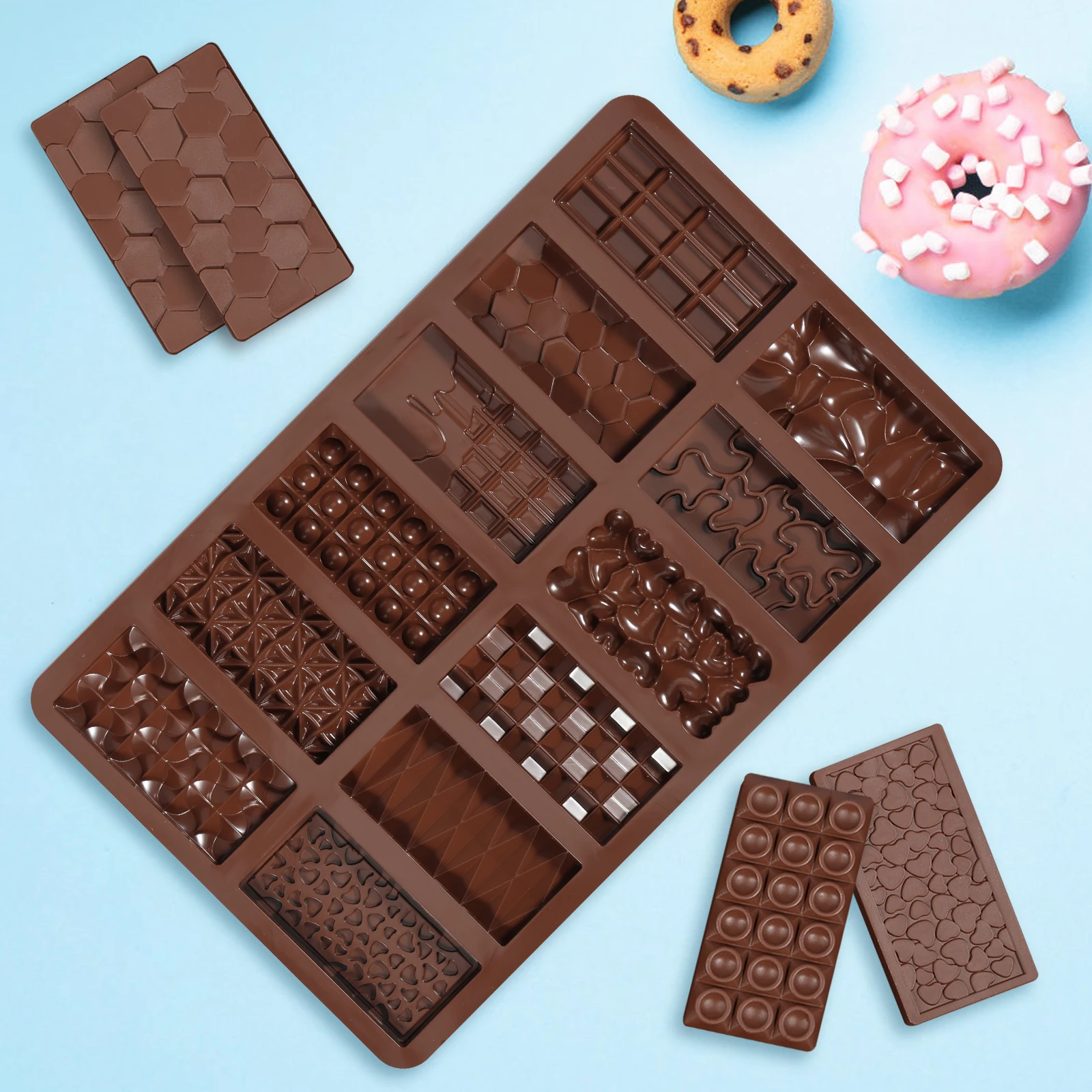 3Pcs Chocolate Bar Molds 12 Cavity Break Apart Chocolate Molds Food Grade Silicone Chocolate Mold Non Stick Candy Bar Molds