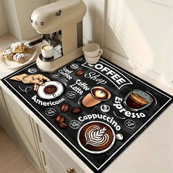 1pc creative pattern printed coffee machine mat kitchen counter quick water absorption utensil drying mat desktop drainage mat