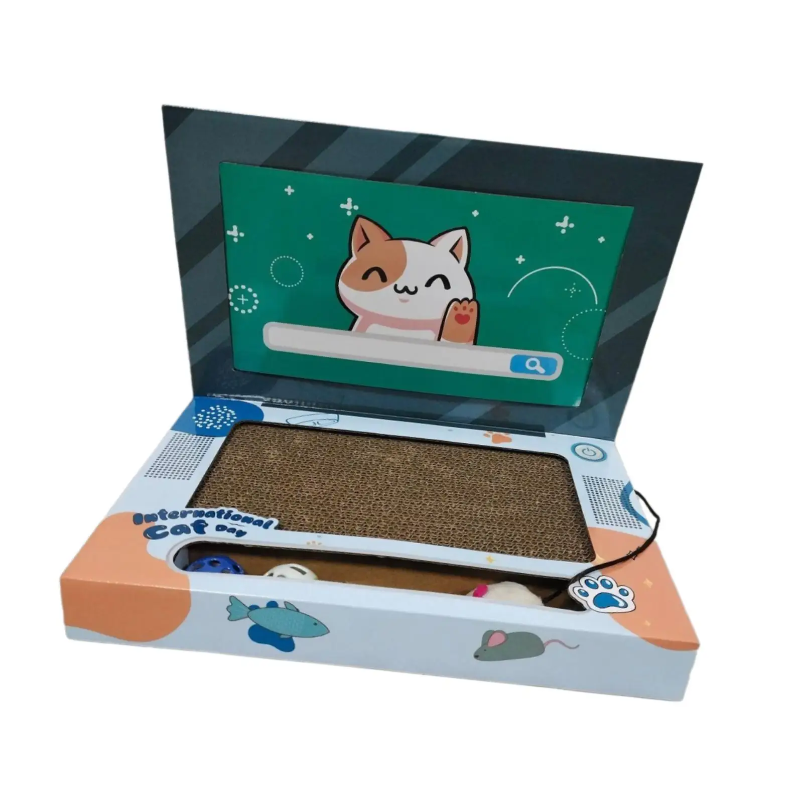 Cat Scratch Laptop Cat Computer Corrugated Computer Toy Cat Bed Cardboard Cat Scratcher Cat Scratch Pad for Kitty Kitten Claw