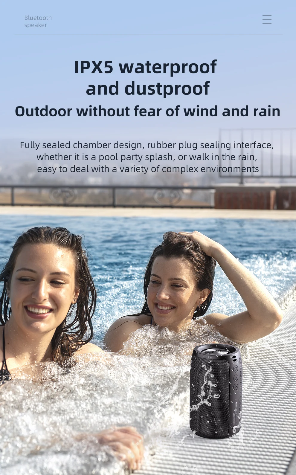 Zealot-S32 Mini Tragbarer Lautsprecher mit TWS, Bluetooth 5.3, Ausgewogenem Bass, IPX5 Wasserdicht für Alle Telefone, Outdoor – Detail 10