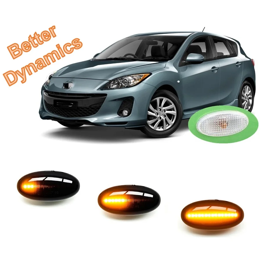 for Mazda 3 BK BL 2003 2004 2005 2006 2007 2008 2009 2010 2011 2012 2013 2014 Sequential LED Side Marker Turn Light Signal Lamp