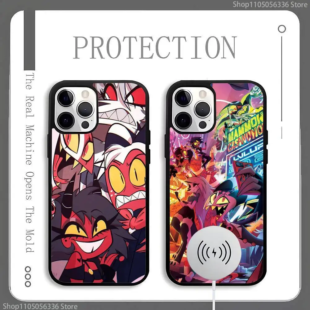 

Anime H-Helluva B-Boss Phone Case For Magnetic Wireless Charge Cover For iphone 16 15 14 13 12 11 Pro Max Plus Coque