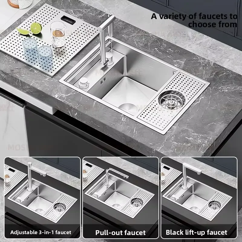 MOSHE modern design hidden sink cup washer 304 stainless steel hot and cold faucet, coffee milk tea shop island bar single