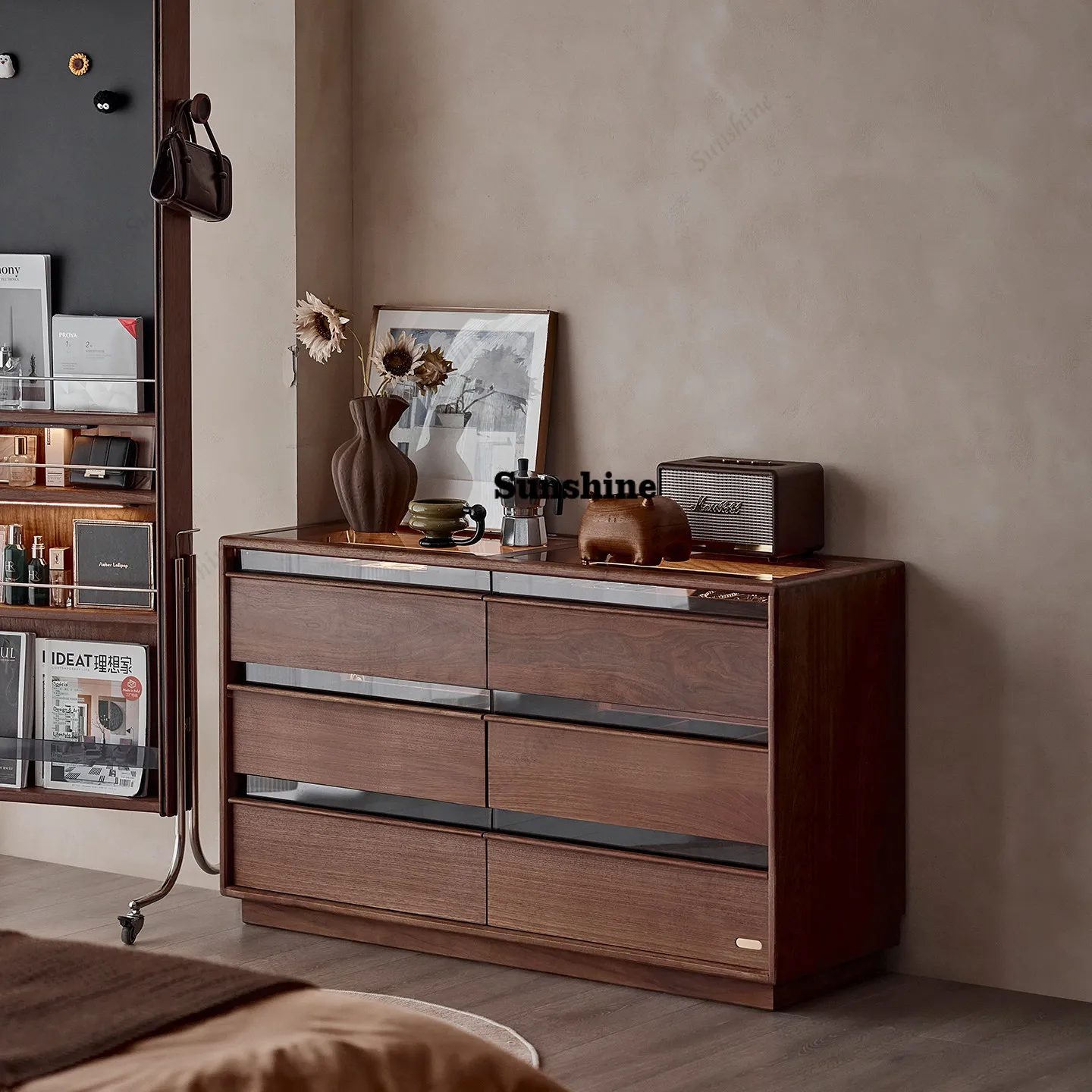 

Medieval style bedroom bedside storage cabinet household living room entrance locker