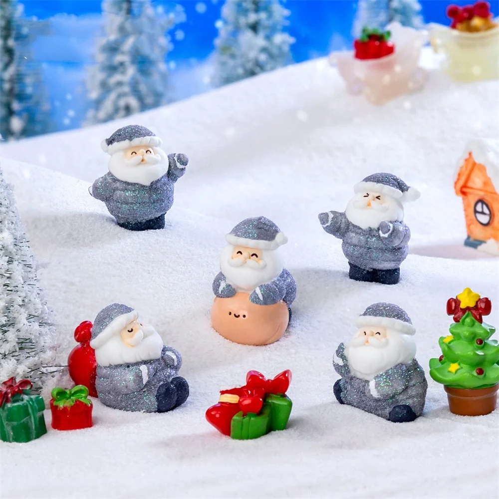 Cartoon Figurine Creative Sled Decoration Micro Landscape Miniature Santa Claus Ornament For Diy Decor Christmas Decor Tabletop