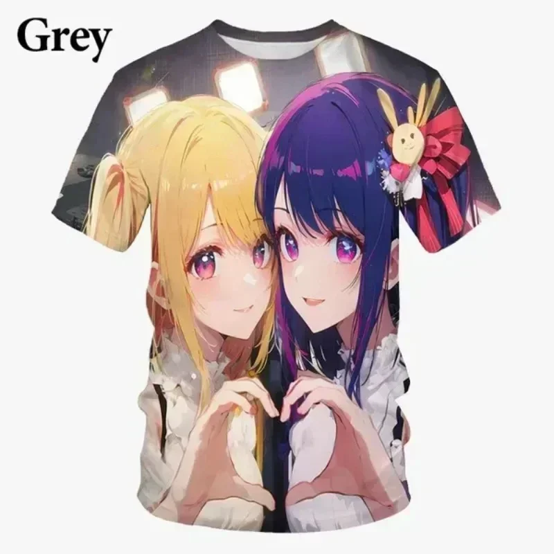 حار أنيمي Oshi No Ko Ai Hoshino مطبوعة ثلاثية الأبعاد تي شيرت موضة مانغا الرجال النساء تأثيري الملابس عادية Harajuku الاطفال الجولة الرقبة القمم