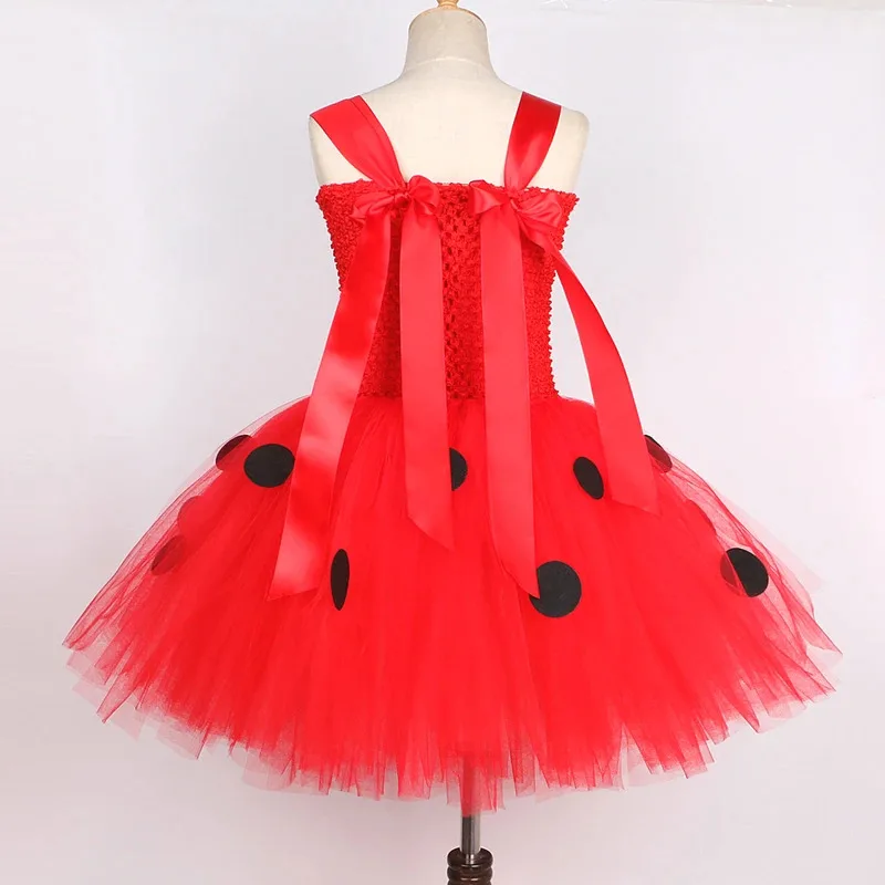 Baby Mädchen Lady Beetle Tutu Kleid mit Flügeln Fee Prinzessin Kostüme für Kinder Halloween Geburtstag Outfit Rote Tupfen Kleidung