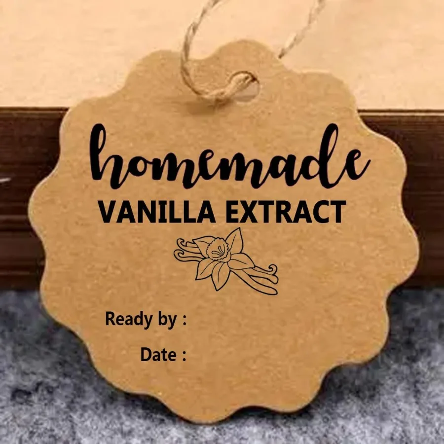 Kraft Hade Vanilla Eract StickersChristmas Vanilla Hade with Love Tags for Handcrafted Vanilla Bottles 1.5 ih 100 Pcs Kraft