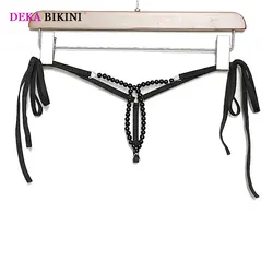 DEKA Women's Panties Swimming Open Crotchless Pearl Mini Micro Bikini Thongs G-Strings Swimsuit  Briefs Exotic Lingerie Underwar