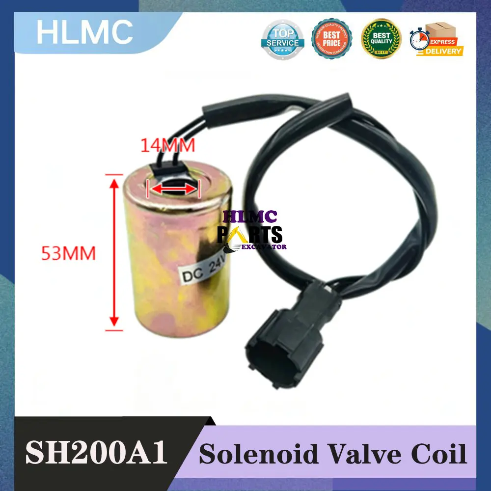Construction Machinery Parts for SH200A1 A2 A3 A5 Hydraulic Valve Pilot Solenoid Valve Coil