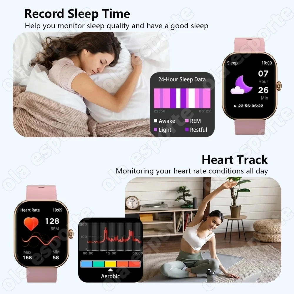 2024 Smart Watch for Xiaomi Men Women Bluetooth Call Heart Rate Blood Pressure Monitor Sport Waterproof Watch for IOS Android